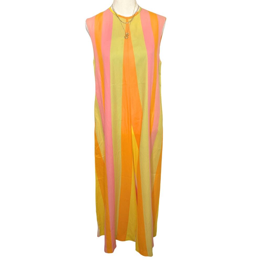 Waltah Clarke's Hawaiian Shop Vintage 60s Stripe Wide Leg Jumpsuit Sherbet XS S